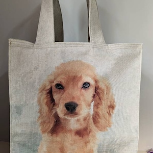 Shopping/tote bag made in Cocker Spaniel fabric