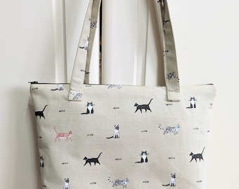 Tote/handbag made in Sophie Allport Cats fabric