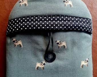 Sophie Allport Pug fabric hot water bottle cover (with bottle)