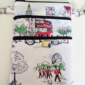 Cath Kidston London Town fabric handmade Phone / Crossbody Bag