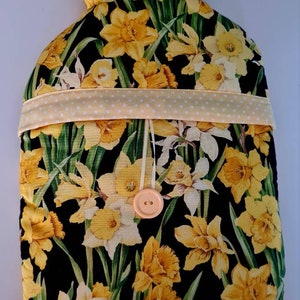 Daffodil fabric hot water bottle cover (with bottle)