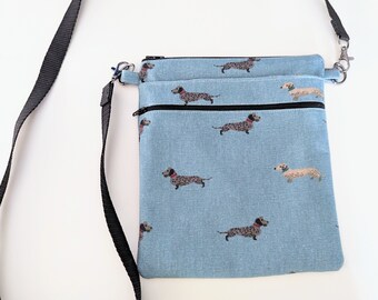 Sophie Allport Daschund fabric cross body bag