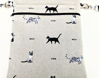 Sophie Allport Cats fabric cross body bag