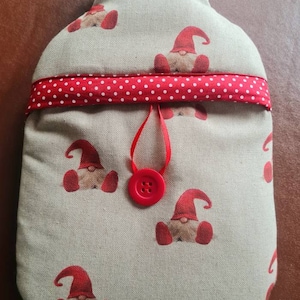 Christmas Gonk fabric hot water bottle cover (with bottle)