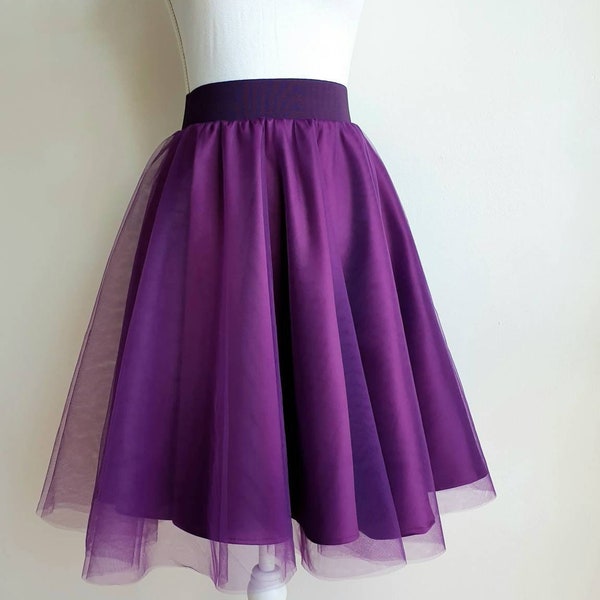Woman Purple Tulle Taffeta Skirt - High Waist Women Tutu - Evening Wedding Outfit - Gift for her - Bridesmaides Outfit - Unique Clothing