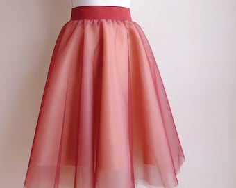 Bordeaux and Beige Women Full Circle Tutu - Colourful Bridesmaid Skirt - Vintage Style Ombre Outfit - Adult Tulle Skirt - Gift for Her