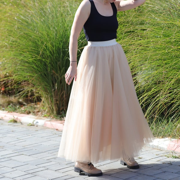 Champagner Rock mit Tütü - Rock für Frauen - Boho Rock - Hochzeit Brautjungfer Kleid - Fotoshooting Outfit - Brautrock - Geschenk für sie