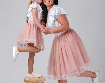 Matching Dusty Rose Tutu - Mother and Me Outfits Girl  - Baby and Mommy Birthday Clothes - Muted Pink Tutus