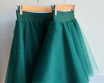 Mother Toddler Hunter Green Tulle Skirts - Mommy Baby Forest Emerald Green Christmas Tutu - Christmas Family Clothes