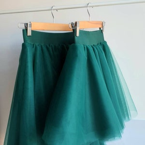 Mother Toddler Hunter Green Tulle Skirts - Mommy Baby Forest Emerald Green Christmas Tutu - Christmas Family Clothes