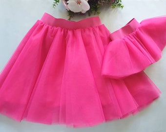 Valentines Day Gifts-Vday Kids-Mommy and Baby Matching Hot Pink Tutu - Mother Toddler Fluffy Princess Tulle Skirts