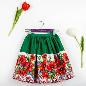 Matching Mom and Daughter Poppies Skirts/Matching Outfits/Skirt for girls/Mommy and baby skirts/Mother daughter skirt/Mommy and me clothing image 3