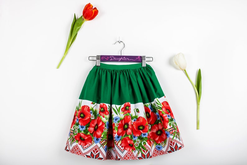 Matching Mom and Daughter Poppies Skirts/Matching Outfits/Skirt for girls/Mommy and baby skirts/Mother daughter skirt/Mommy and me clothing image 3