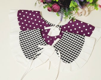 Dots and Checks Detachable Collars, Reversible Peter Pan Collar, Ruffled Collar for Dress and Shirt, Mothers Day Gift, Birthday Gift for Mom