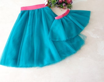 Mother Toddler Matching Turquoise Tulle Skirts - Mommy Baby 1st Birthday Tutu - Mom and Daughter Princess Tutus - Mothers Day Gift Ideas