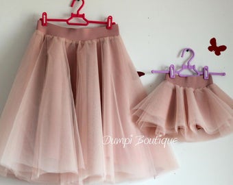 Valentines Day Gifts-Vday Kids-Mommy and Me Tulle Skirts - Matching Dusty Rose Tutus