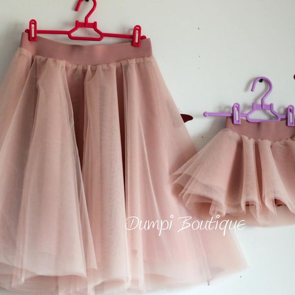 Valentines Day Gifts-Vday Kids-Mommy and Me Tulle Skirts - Matching Dusty Rose Tutus