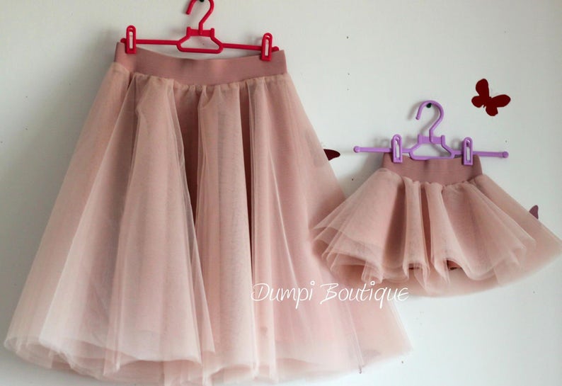 Valentines Day Gifts-Vday Kids-Mommy and Me Tulle Skirts - Matching Dusty Rose Tutus 