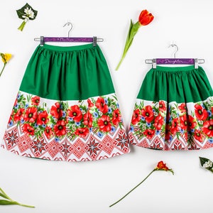 Matching Mom and Daughter Poppies Skirts/Matching Outfits/Skirt for girls/Mommy and baby skirts/Mother daughter skirt/Mommy and me clothing image 1
