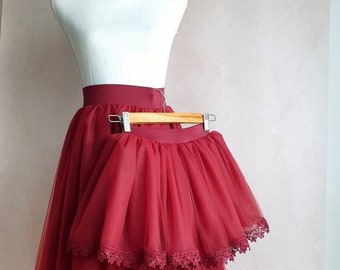 Mommy and Me Burgundy Lace Tulle Skirts - Baby Girl and Mom Dark Red Birthday Clothes  - Family Photo Props - Gift for her - Vday Skirts