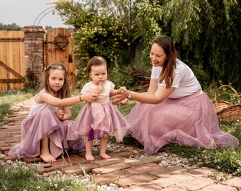 Tutus rose cendré maman et moi - jupe virevoltante maman et bébé - tenue pour séance photo premier anniversaire - vêtements de mariage pour tout-petits - cadeau pour mère