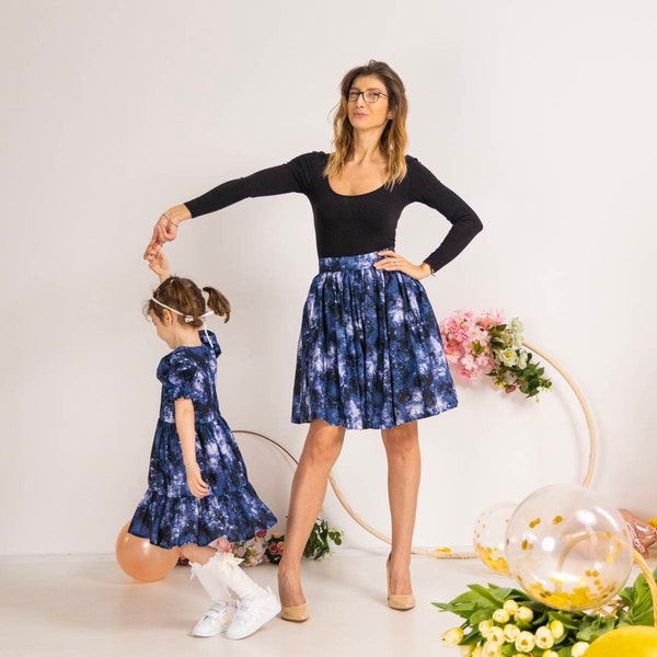 Mommy Girl Space Matching Clothing- Matchy Outfit- Sesión de fotos Vestido de Pascua - Regalo para mamá - Trajes de madre y bebé - Falda de mujer de estilo retro