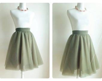 Olivgrüner Tüllrock für Damen -Dusty Green Tutu- Geschenk für Sie - Grüner Pistazientüll- Hochzeit Brautrock - Verlobung Tutu