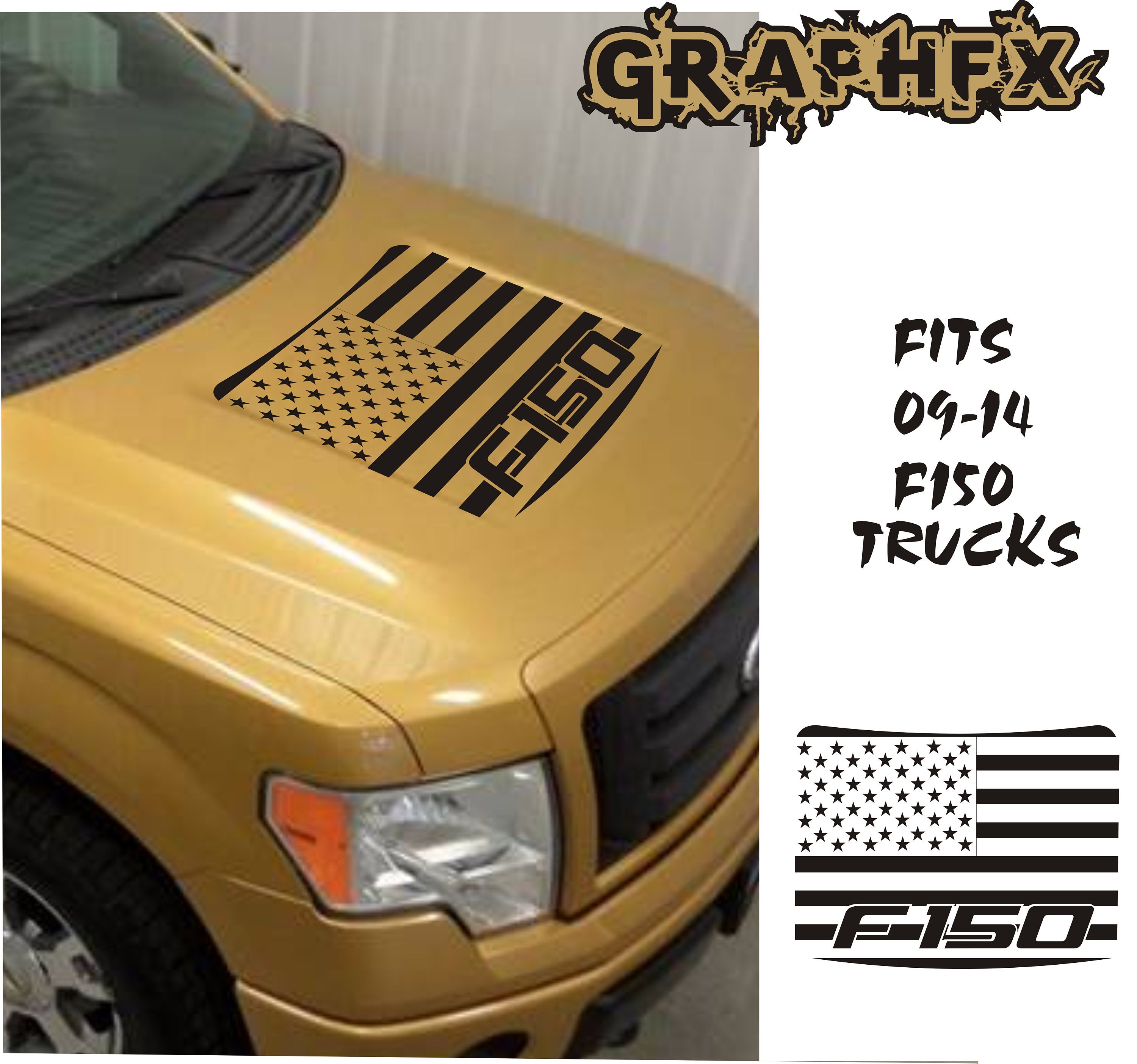 2X Rear Bedside Vinyl Decals For Ford F150 2015 2020 Distressed Flag Off Road Graphics 