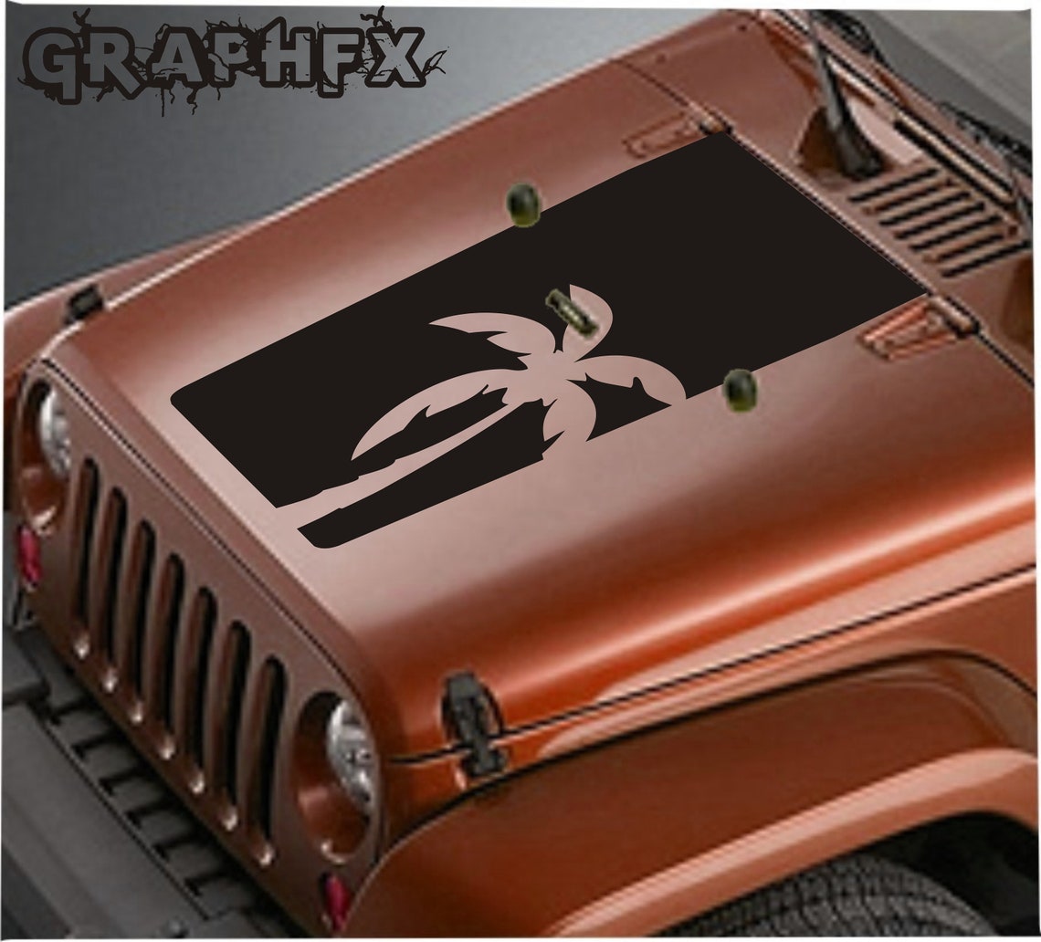 Vinyl Hood Decal Blackout Palm Tree Compatible with Jeep Etsy