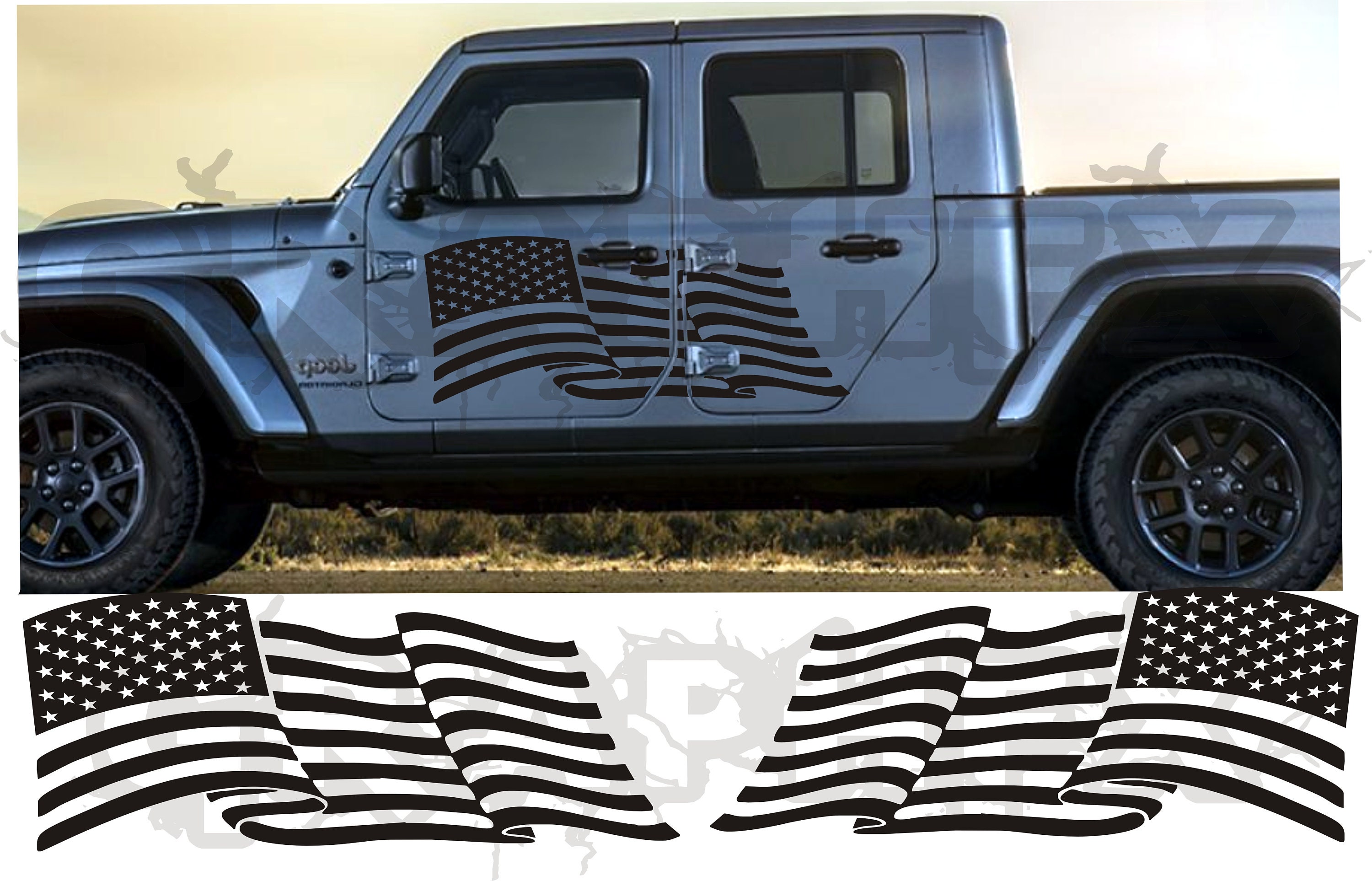 2X Side Vinyl Decals For Jeep Gladiator 20192020 Waving Etsy