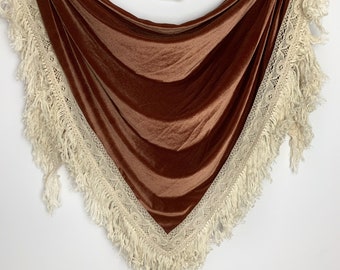 Brown Mocha Bridal Shawl, Wedding Shrug, Winter Wrap Coverup, Velvet Shawls, Boho Shawl Shrug, Winter Shawl