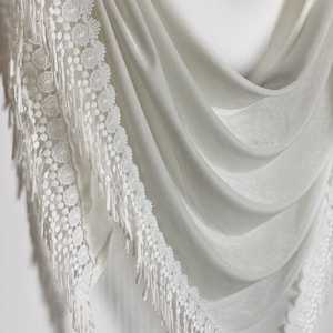 Ivory Bridal Shawl, Wedding Shrug, Winter Wrap Coverup, Velvet Shawls, Boho Shawl Shrug, Winter Shawl image 5