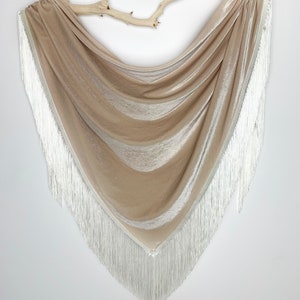 Champagne Velvet Bridal Shawl, Wedding Shrug, Wrap, Bride Coverup, Velvet Shawls, Boho Shawl Shrug, Pashmina, Stole image 2