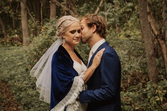 Navy shrug wedding top