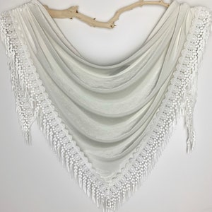 Ivory Bridal Shawl, Wedding Shrug, Winter Wrap Coverup, Velvet Shawls, Boho Shawl Shrug, Winter Shawl image 4