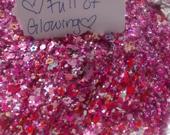 Heart Full Of Glowing Love Glitter Mix 4 resin, DIY, crafts, jewelry, high quality, beautiful sparkle, Valentine's – asstd sizes available