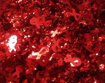 Red Ribbon Awareness Glitter Mix (Give the Bird Avail too) 4 resin, DIY, crafts, jewelry, sparkle