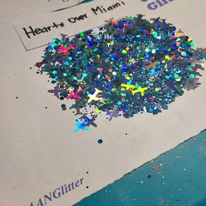 Hearts Over Miami Glitter Mix - For Resin, Nails, Jewelry, DIY, Scrapbooking, etc. Asstd Sizes