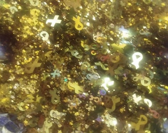 Gold Ribbon Glitter Mix, Childhood Cancer Awareness, DIY Resin Jewelry