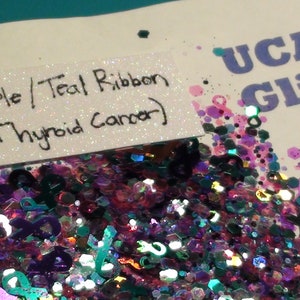 Thyroid Cancer (Purple, Teal, Pink Ribbon) Awareness Glitter Mix 4 resin, DIY, crafts, jewelry, beautiful sparkle – asstd sizes available