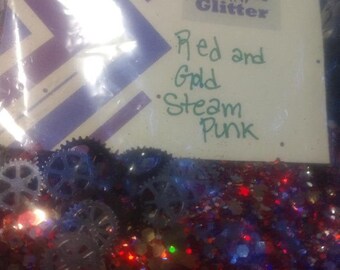 Red and Gold Steampunk Glitter Mix, Resin Crafts