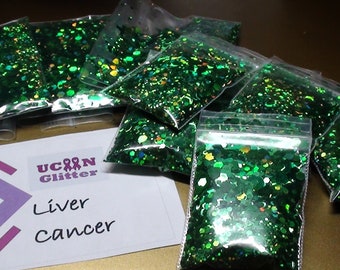 Green Ribbon Awareness  (Liver Cancer) Glitter Mix (Also Give the Bird Option) 4 resin, Nails, crafts, jewelry, high quality, sparkle