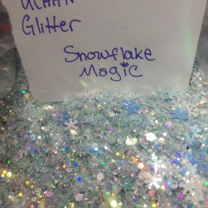 Snowflake Magic Glitter mix for resin, DIY, crafts, jewelry, slime, high quality, beautiful sparkle – asstd sizes available