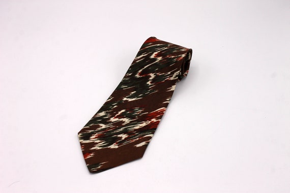 Vintage 1940s Brown and Green Abstract Swing Tie … - image 1