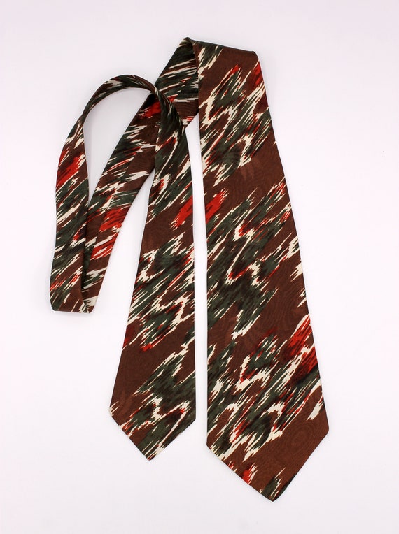 Vintage 1940s Brown and Green Abstract Swing Tie … - image 3