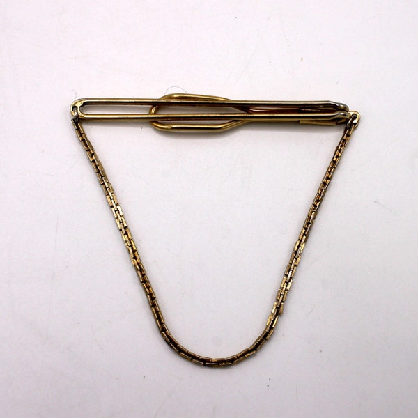 Gold Toned Tie Bar with Chain by Swank