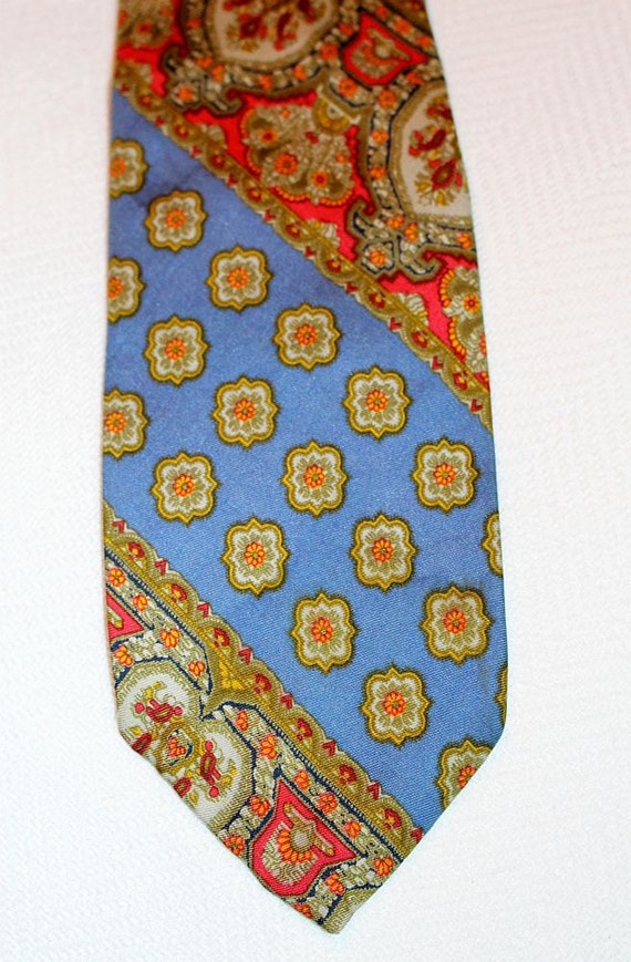 Vintage Blue Bold Patterned Lanvin Necktie