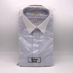 Vintage Light Blue Striped Short Sleeve Shirt by Arrow in Original Package - Size 15 1/2