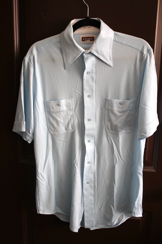 Vintage Light Blue Half Sleeve Casual Shirt - image 4