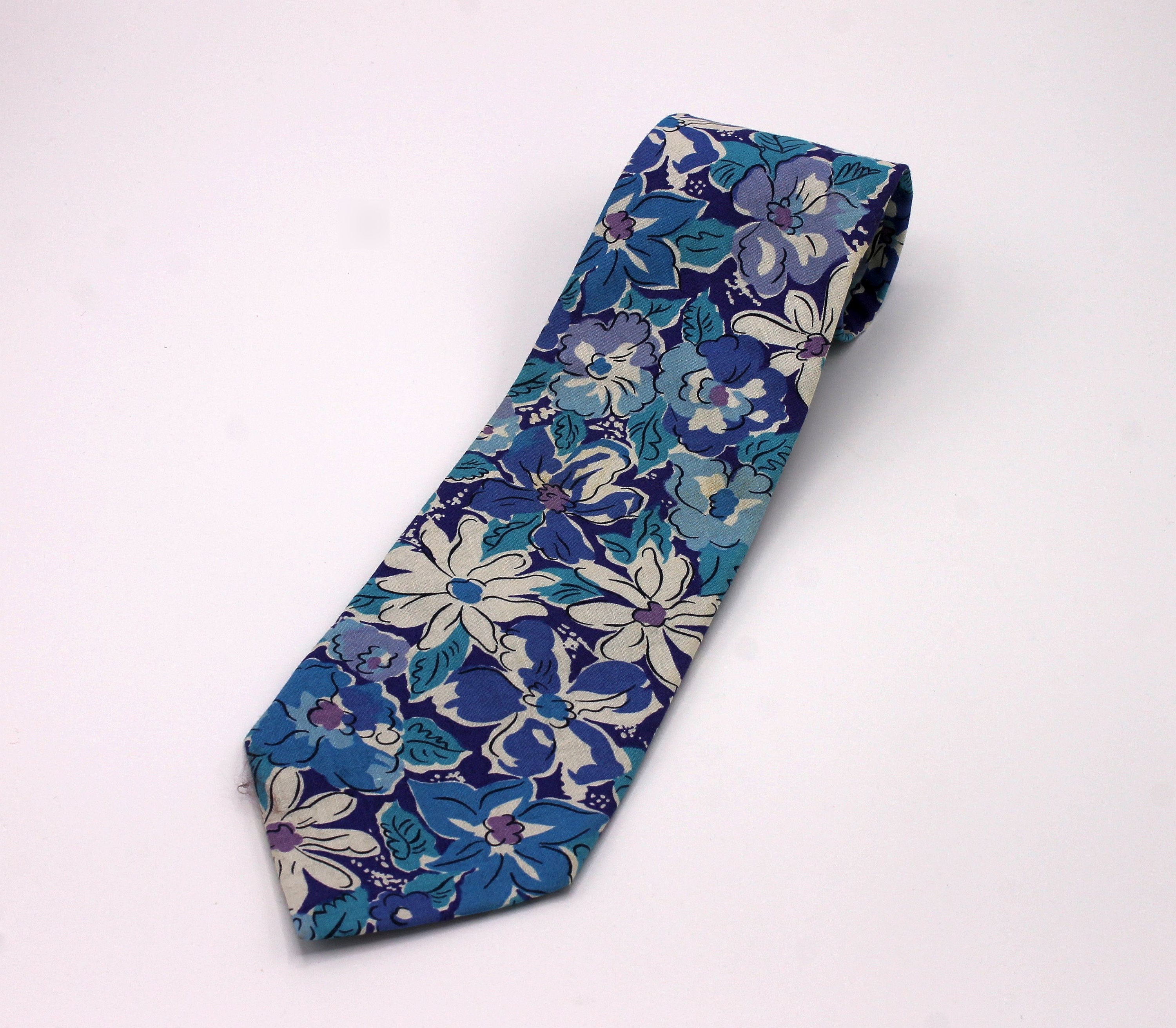 Casual Cotton Blue Floral Liberty of London Necktie - Etsy